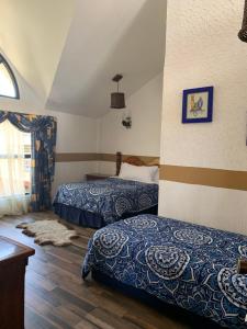 Tempat tidur dalam kamar di Casa de campo Huasca