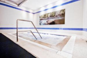 eine Whirlpool-Badewanne in einem Zimmer mit Gemälde in der Unterkunft Hotel Auditorio Santiago & Spa in Lugo