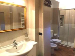 ヴェローナにあるCasa al Teatroのバスルーム(洗面台、トイレ、鏡付)