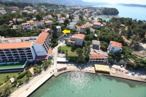 an aerial view of a city with a bridge over the water at Villas Arbia - Rio by the Beach in Rab