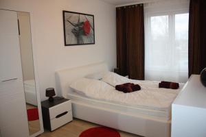 Posteľ alebo postele v izbe v ubytovaní KOLOBRZEG apartamenty GREG POLANKI
