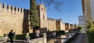 eine Gruppe von Menschen, die vor einem Schloss stehen in der Unterkunft Ático Muralla Malu in Córdoba