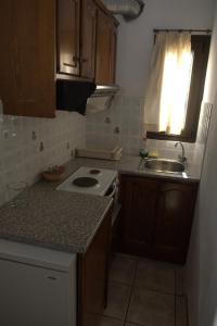 a small kitchen with a sink and a stove at Oasis in Chorefto