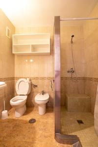 uma casa de banho com um WC, um chuveiro e um lavatório. em Paradise Home em Torrevieja