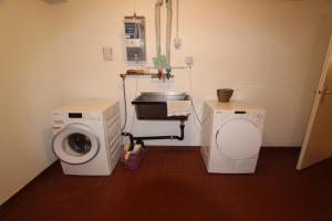a hospital room with a washing machine and a sink at Les Erables in Chateau-d'Oex