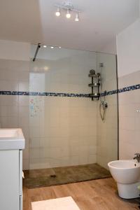 アチレアーレにあるCasa Saraのバスルーム(シャワー、洗面台、トイレ付)