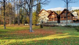 a large house in the middle of a field at Domki - Pod Smerkami in Szklarska Poręba