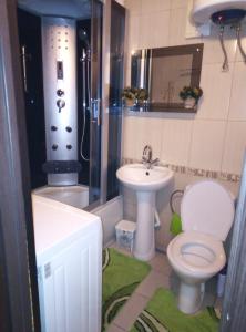 un piccolo bagno con servizi igienici e lavandino di Апартаменты на Агрба 11/1 a Pizunda
