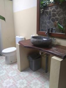 a bathroom with a sink and a toilet at Pondok Rahayu Guest House in Pemuteran