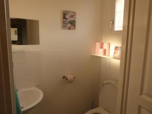 een badkamer met een toilet en een wastafel bij Chez Grace in Wissant