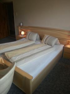 1 cama grande con 2 almohadas en una habitación en Haus Karwendelblick, en Leutasch