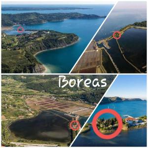 a collage of photos of a group of islands and water at Apartment Boreas in Strunjan