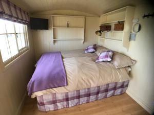 Postel nebo postele na pokoji v ubytování The Hawthorn Shepherds Hut