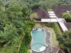 an overhead view of a swimming pool in a resort at Villa Wastra in Payangan