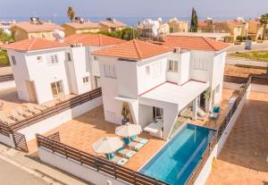 an aerial view of a house with a swimming pool at Marimar Luxury villa in Protaras