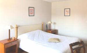 1 dormitorio con cama con almohada en Clos 85 en Linxe