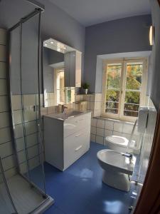 La salle de bains est pourvue de toilettes, d'une douche et d'un lavabo. dans l'établissement Francesca House, à Pise