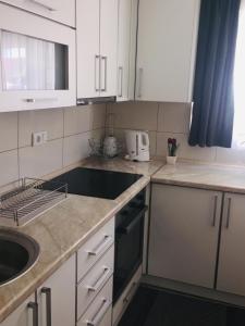 a kitchen with white cabinets and a sink at Holiday home Nikola in Žabljak