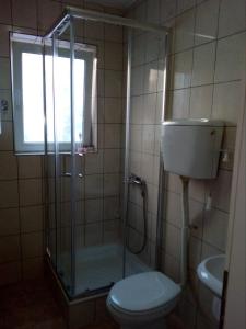 a bathroom with a shower and a toilet and a sink at Apartment Viktor 2 stan na dan in Šabac