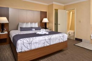 a hotel room with a large bed in a room at Best Western Hollywood Plaza Inn Hotel - Hollywood Walk of Fame LA in Los Angeles