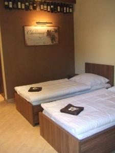 2 Betten in einem Hotelzimmer in der Unterkunft Penzion U Kočky in Mutěnice