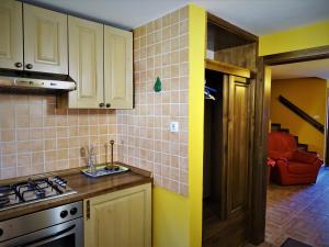Kuchyň nebo kuchyňský kout v ubytování Apartmaji Pr-Gujlu Sela nad Podmelcem 5220 TOLMIN