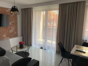 Televízia a/alebo spoločenská miestnosť v ubytovaní Apartament Zacisze De LUX