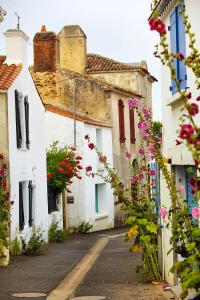 eine Gruppe weißer Gebäude mit Blumen auf der Straße in der Unterkunft Maison avec jardin - Entre plage et rivière in Le Fenouiller