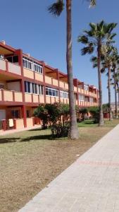 a large building with palm trees in front of it at REGINA VITTORIA in La Oliva