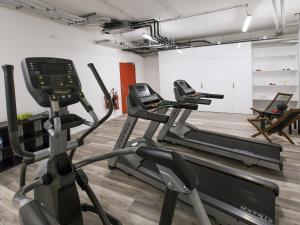 Fitness centrum a/nebo fitness zařízení v ubytování DORMERO Hotel Roth