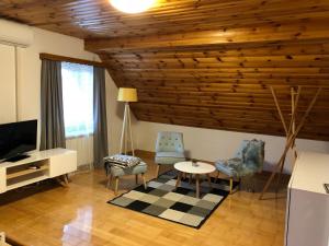 Televízia a/alebo spoločenská miestnosť v ubytovaní Guesthouse Villa Plitvička