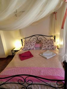 ein Schlafzimmer mit einem großen Bett mit Baldachin in der Unterkunft Apartamento entero "El Casco Antiguo" in Xàtiva