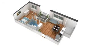 a rendering of a floor plan of a house at HITrental Messe Apartments in Basel
