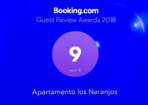 Certifikát, hodnocení, plakát nebo jiný dokument vystavený v ubytování Apartamento Los Naranjos