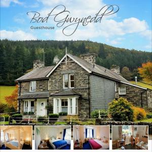 eine Collage mit Fotos eines alten Hauses in der Unterkunft Bod Gwynedd Bed and Breakfast in Betws-y-coed