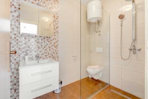 a bathroom with a toilet and a sink and a shower at Apartment Tasina in Hvar