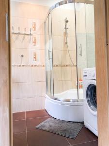 A bathroom at Beautiful Place in Slovakia Bratislava Old Town Center with AC