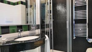 a bathroom with a sink and a shower at Rada Siri in Montepaone