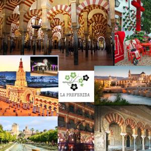 un collage de fotos de diferentes ciudades y edificios en Centro Histórico Mezquita Judería La Preferida en Córdoba