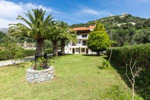 ein Haus mit einer Palme im Hof in der Unterkunft Santa Maria Studios & Apartments in Plakias