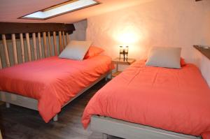 duas camas sentadas uma ao lado da outra num quarto em Le gîte du Bessat em Le Puy-en-Velay