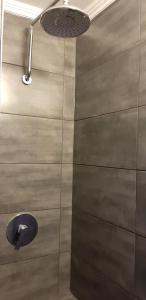 a shower with a shower head in a bathroom at ARANYHÍD APARTMAN in Siófok +12 photos