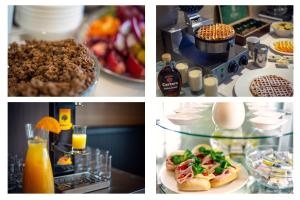 a collage of four pictures of food and drinks at Sport & Relax Hotel Davidek in Trutnov