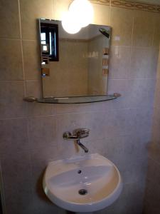 a bathroom with a sink and a mirror at Family hotel Elena in Arbanasi