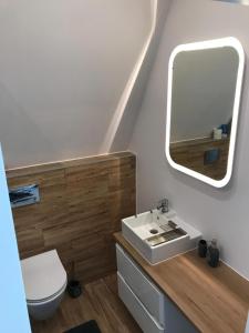 Kúpeľňa v ubytovaní Apartament na poddaszu