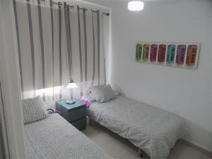 Postel nebo postele na pokoji v ubytování DUPLEX C7 con PISCINA PRIVADA