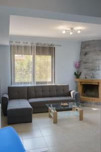 - un salon avec un canapé et une cheminée dans l'établissement Filoxenia, à Artemi