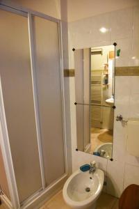 a bathroom with a shower and a sink at Cozy Garden Retrait in Varenna