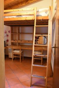 a bunk bed with a ladder in a room at Cozy Garden Retrait in Varenna