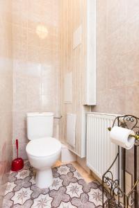 a bathroom with a white toilet in a room at Apartments on Rynok Square in Lviv +22 photos